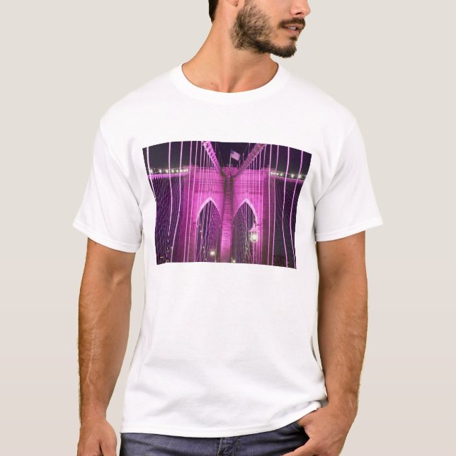 Brooklyn Bridge Lit Purple T-Shirt (Front)