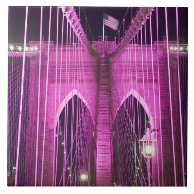 Brooklyn Bridge Lit Purple Tile (Front)