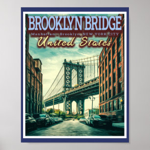 BROOKLYN BRIDGE - MANHATTAN - BROOKLYN - NEW YORK  POSTER