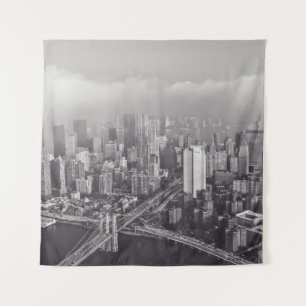 BROOKLYN BRIDGE NEW YORK A FOGGY DAY TAPESTRY