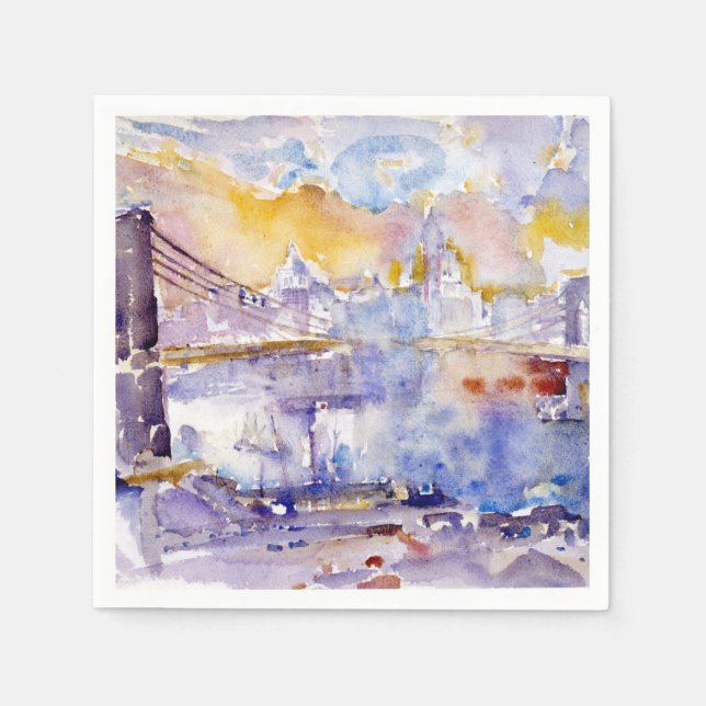 Brooklyn Bridge (New York City) (by John Marin) Napkin (Front)
