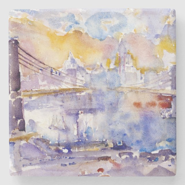 Brooklyn Bridge (New York City) (by John Marin) Stone Coaster (Front)