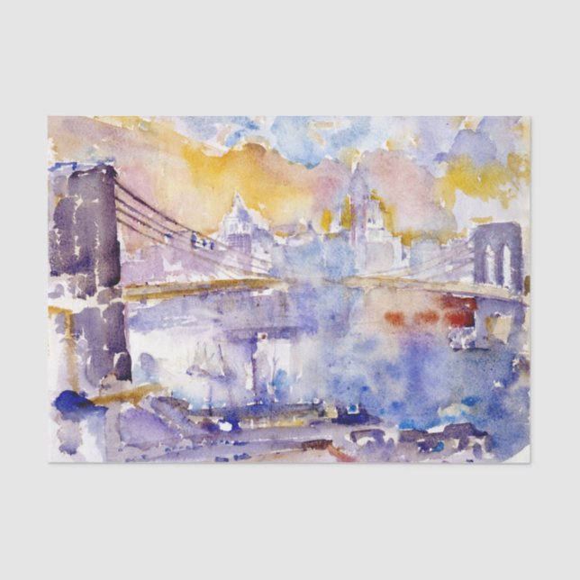 Brooklyn Bridge (New York City) (by John Marin) Tissue Paper (Front)