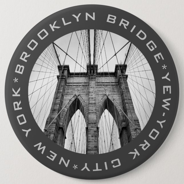 Brooklyn Bridge New-York City Landmark Custom Text 6 Cm Round Badge (Front)