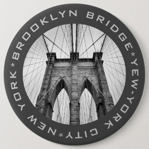 Brooklyn Bridge New-York City Landmark Custom Text 6 Cm Round Badge