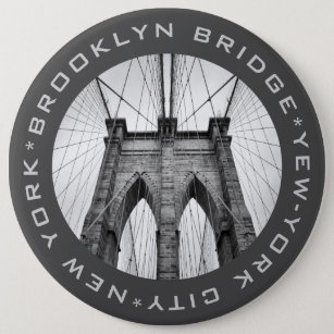 Brooklyn Bridge New-York City Landmark Custom Text 6 Cm Round Badge