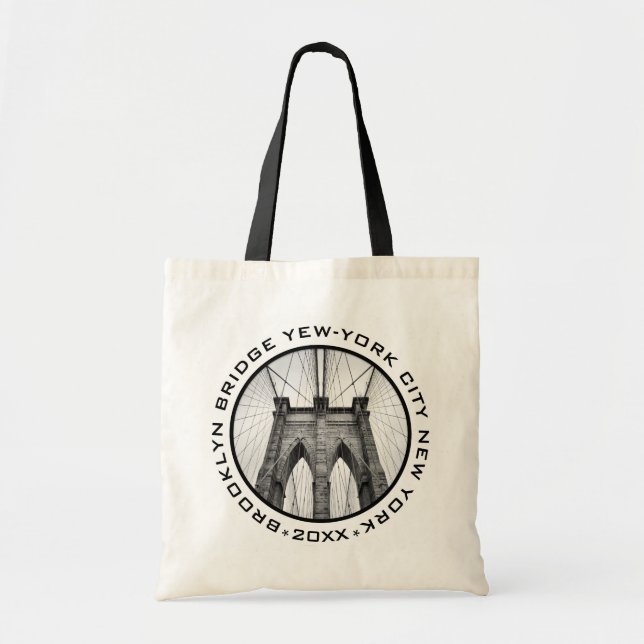 Brooklyn Bridge New-York City Landmark Custom Text Tote Bag (Front)