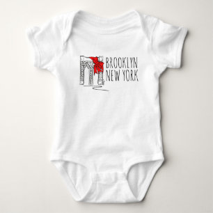 Brooklyn Bridge New York City NYC Christmas Bow Baby Bodysuit