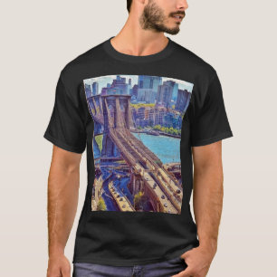 Brooklyn Bridge New York City Skyline Wall Art T-Shirt