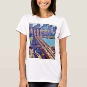 Brooklyn Bridge New York City Skyline Wall Art T-Shirt