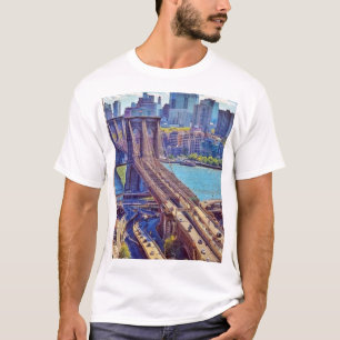 Brooklyn Bridge New York City Skyline Wall Art T-Shirt
