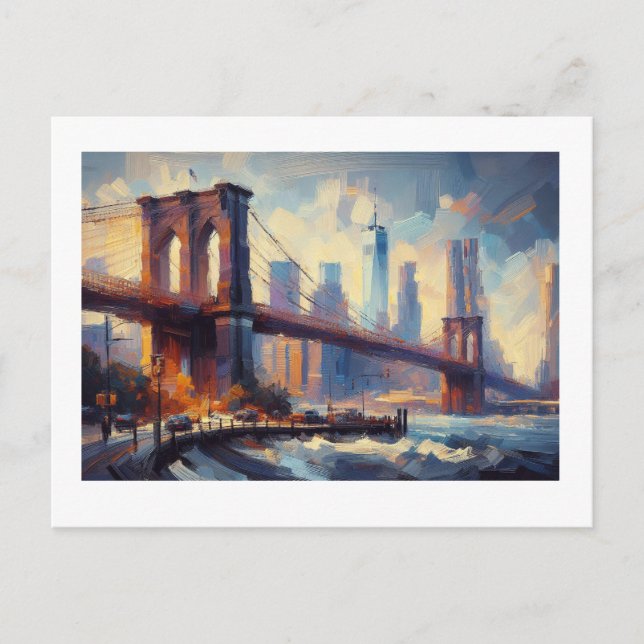 Brooklyn Bridge New York Cityscape,  Postcard (Front)