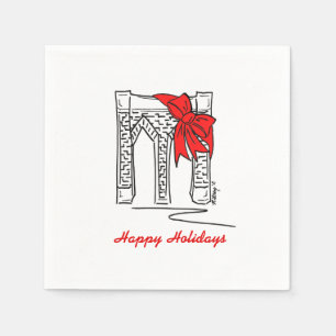 Brooklyn Bridge New York Happy Holidays Christmas Napkin