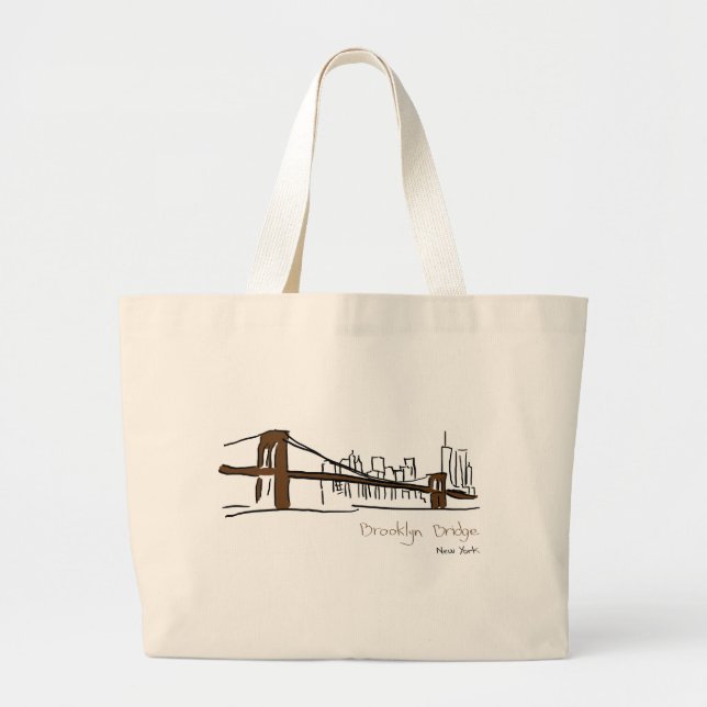Brooklyn bridge New York illustration with the Large Tote Bag (Front)