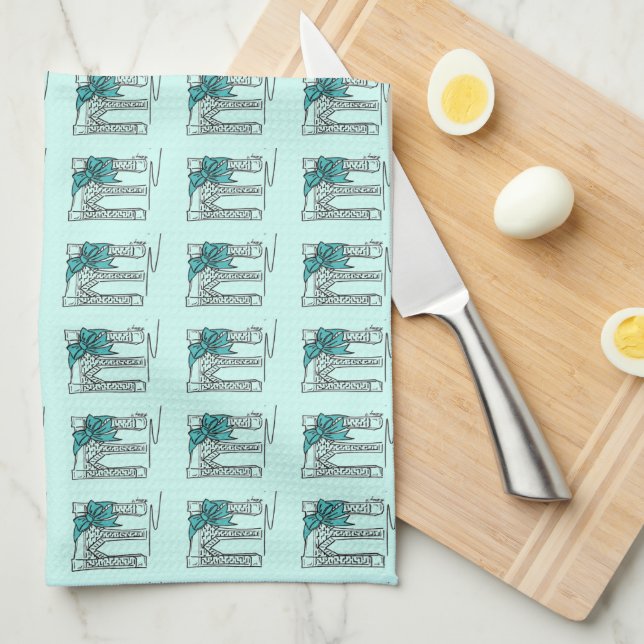 Brooklyn Bridge New York NYC Blue Hanukkah Holiday Tea Towel (Quarter Fold)