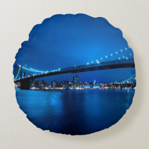 Brooklyn Bridge, New York Round Cushion