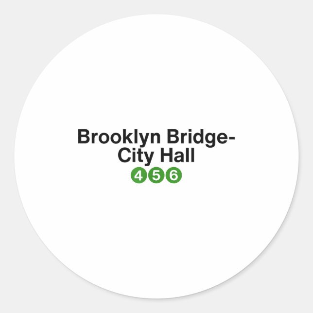 Brooklyn Bridge New York Subway Station Signs, Nyc Classic Round Sticker (Front)
