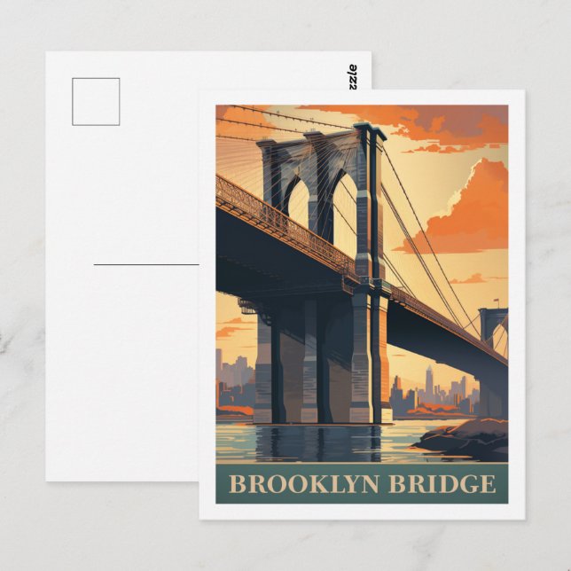 Brooklyn Bridge New York USA Famous Travel Place Postcard (Front/Back)