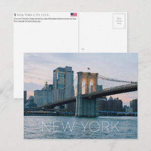 Brooklyn Bridge, New York, USA Travel Postcard