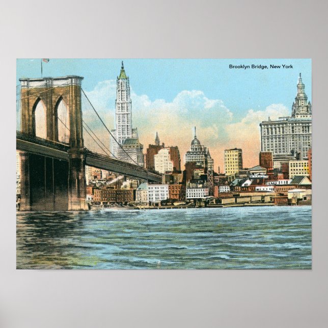 Brooklyn Bridge, New York Vintage Poster (Front)