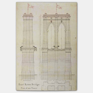 Brooklyn Bridge NYC architecture blueprint vintage Post-it Notes