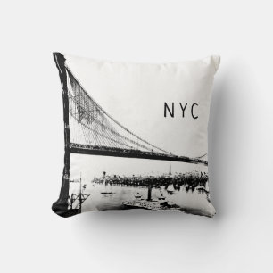 Brooklyn Bridge   NYC   Black & White Cushion