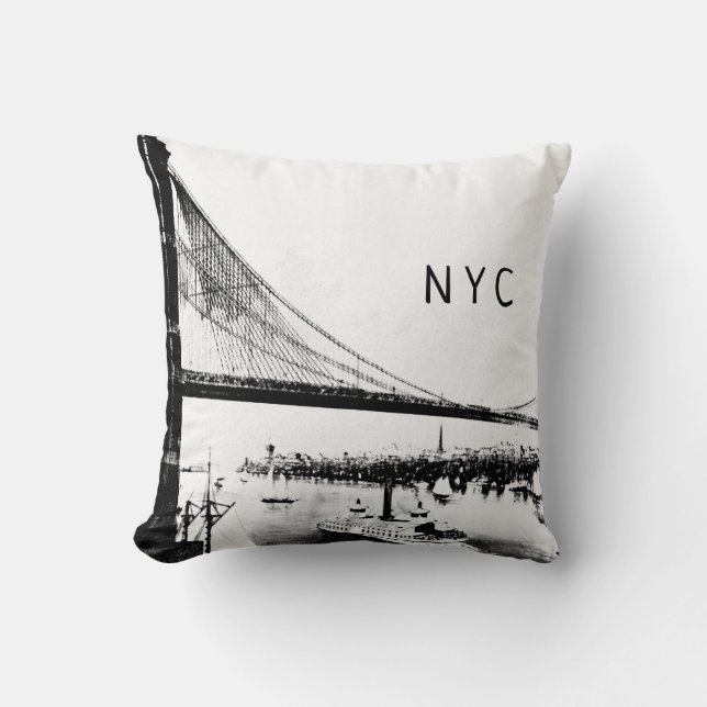 Brooklyn Bridge | NYC | Black & White Cushion (Front)
