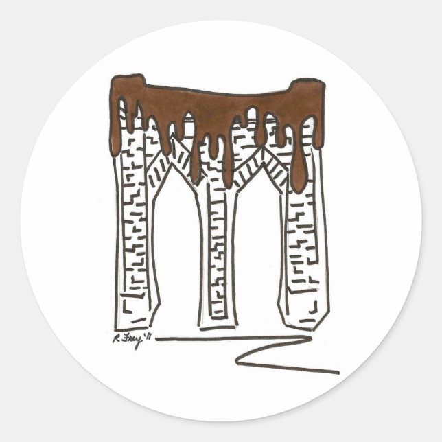 Brooklyn Bridge NYC New York Valentine Chocolate Classic Round Sticker (Front)