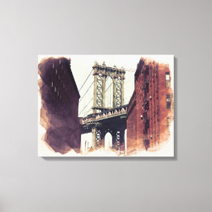 Brooklyn Bridge NYC Watercolor Painting Canvas