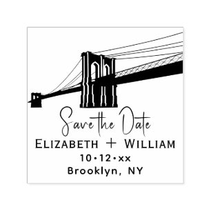 Brooklyn Bridge NYC Wedding Couple Save the Date Self-inking Stamp