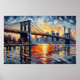 Brooklyn Bridge Oil Painting Poster