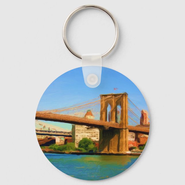 Brooklyn Bridge Painting Key Ring (Front)