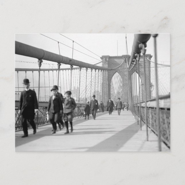 Brooklyn Bridge Pedestrians, 1909 Postcard (Front)
