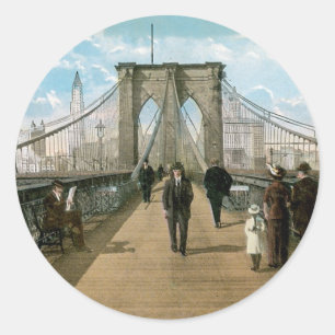 Brooklyn Bridge Promenade, New York City Classic Round Sticker