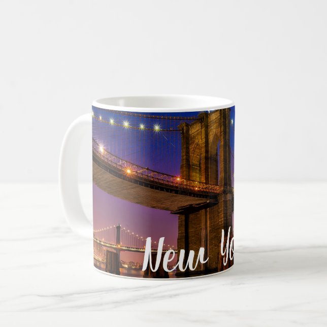 Brooklyn Bridge Scenic Night View Coffee Mug (Front Left)
