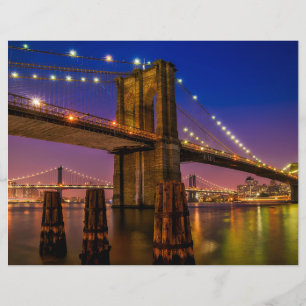 Brooklyn Bridge Scenic Night View Scrapbook Paper