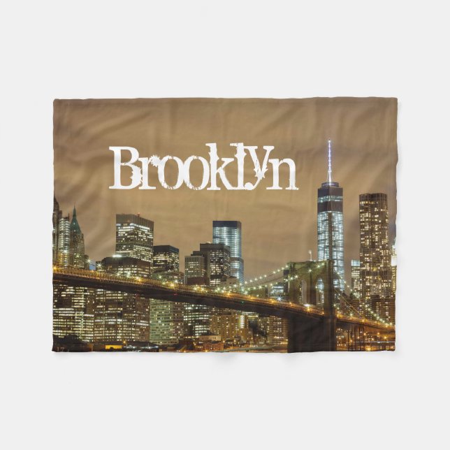 Brooklyn Bridge Skyline Fleece Blanket (Front (Horizontal))