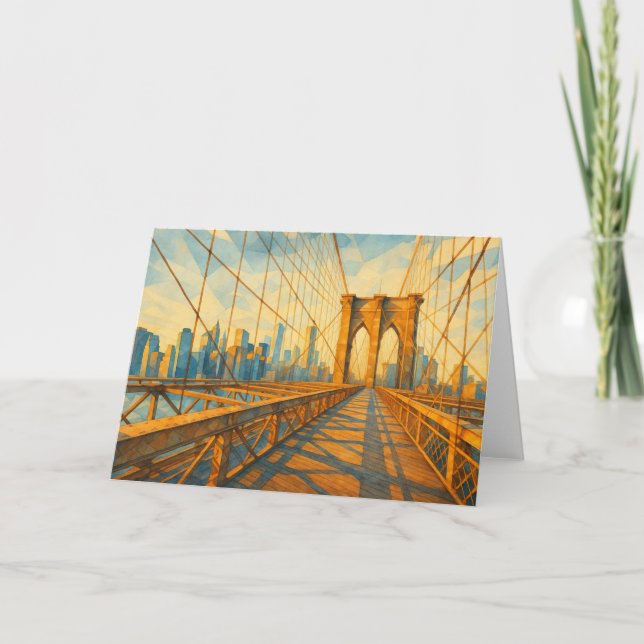 Brooklyn Bridge Sunrise Watercolor Card (Front)