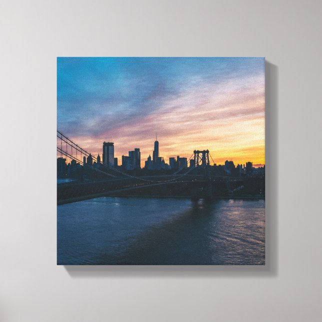 Brooklyn Bridge Sunset Canvas Wall Art - New York  (Front)