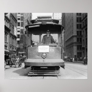 Brooklyn Bridge Trolley, 1915. Vintage Photo Poster