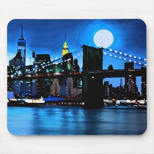 Brooklyn Bridge Under a Full Moon  Mouse Mat (Front)