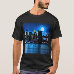 Brooklyn Bridge Under a Full Moon  T-Shirt