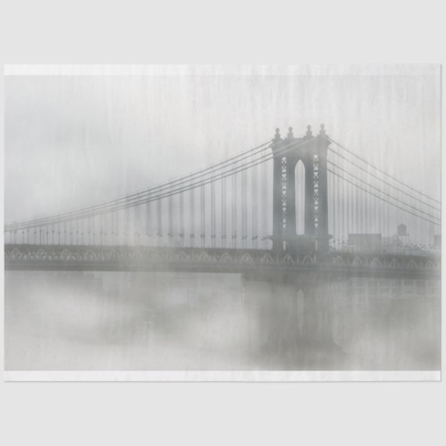 Brooklyn bridge under fog New York Tissue Paper (Front)