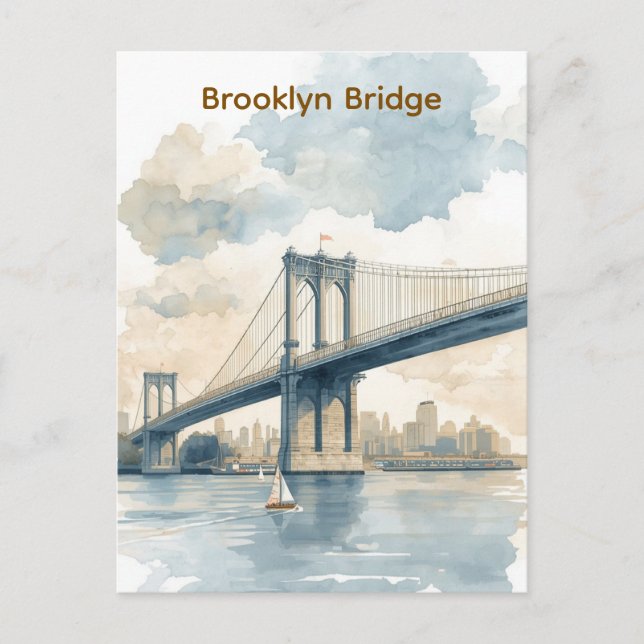 Brooklyn Bridge Watercolor  Postcard (Front)