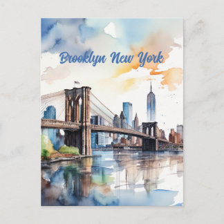Brooklyn Bridge Watercolor  Postcard