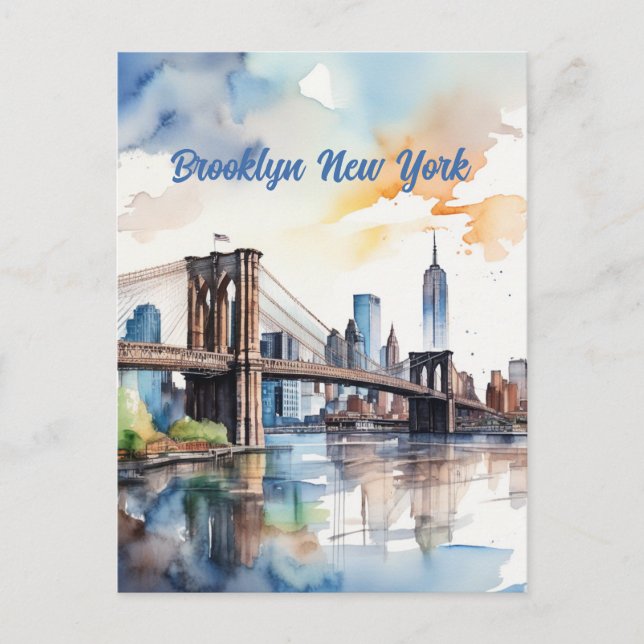 Brooklyn Bridge Watercolor  Postcard (Front)