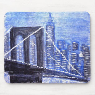 Brooklyn Bridge Winter Night Mouse Mat