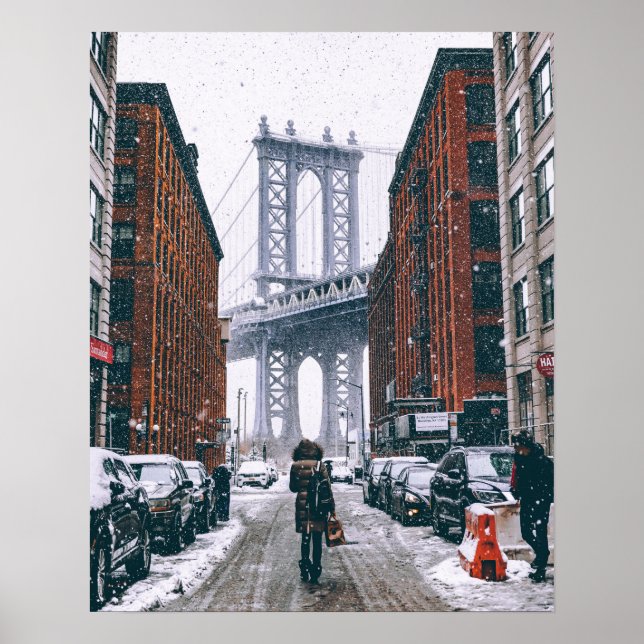 Brooklyn Bridget, New York in Snow Poster (Front)