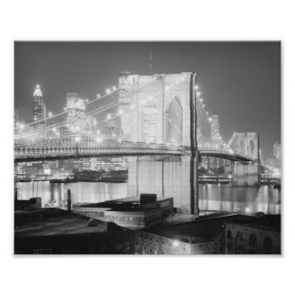 Brooklyn Brigde at Night, 1982, Black & White Photo Print
