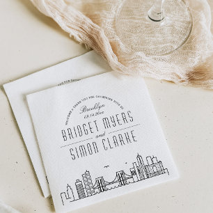 Brooklyn Deco Skyline   Wedding Event Napkins